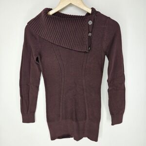 Style & Co Women's Sweater‎ Knit Dress Mock Neck Dark Wine XS Y2k